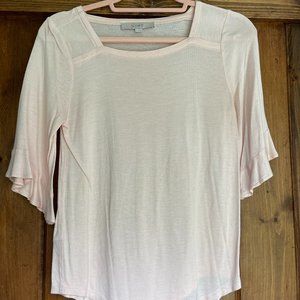 LOFT Women's Bell Sleeve Pale Pink Top